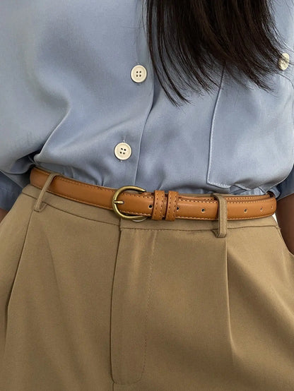 Small Leather Belt Ladies Jeans Belt Ladies 2024 New Belt Thin Retro Decorative Brown