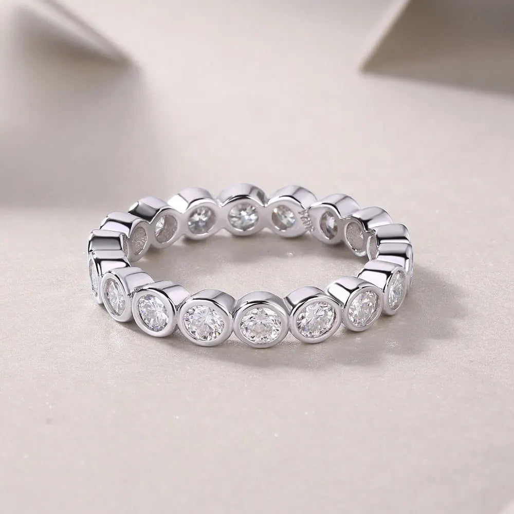 3mm Round Moissanite Ring s925 Sterling Sliver Plated 18k White Gold Fine Jewelry Wedding Engagement Rings For Women