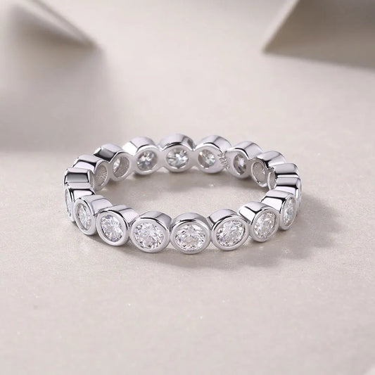 3mm Round Moissanite Ring s925 Sterling Sliver Plated 18k White Gold Fine Jewelry Wedding Engagement Rings For Women