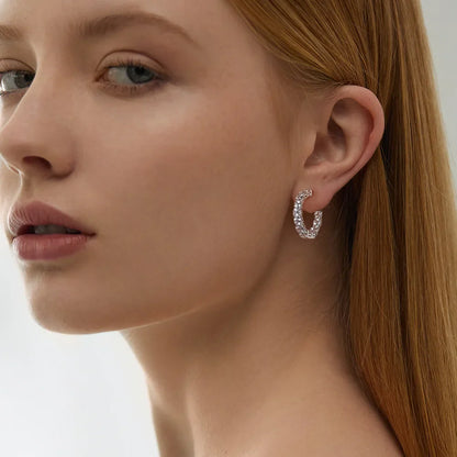 0.1carat All Moissanite Hoop Earrings D Color Sparkling Diamond Earring for Women 925 Sterling Silver Studs Fine Jewelry