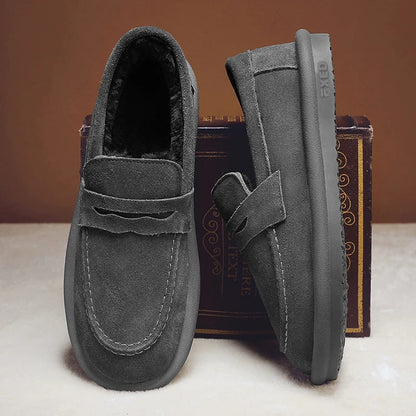 Winter Fashion Plush Men Loafers Outdoor Warm Men's Cotton Shoes Low-Top Casual Man Snow Boots with Fur Slip on Walking Footwear