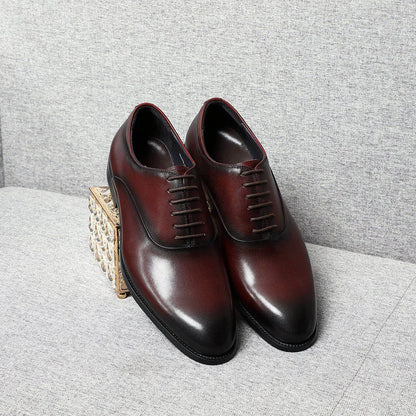 Italian Luxury Men's Oxford Dress Shoes Cow Genuine Leather Fashion Plain Toe Burgundy Wedding Business Formal Shoes for Man