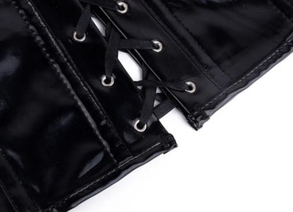 Hot Black/Red Long PVC Leather Corset Dress Sexy Women Gothic Waist Tranier Body Slim Club Vinyl Latex Mini Dress S-2XL