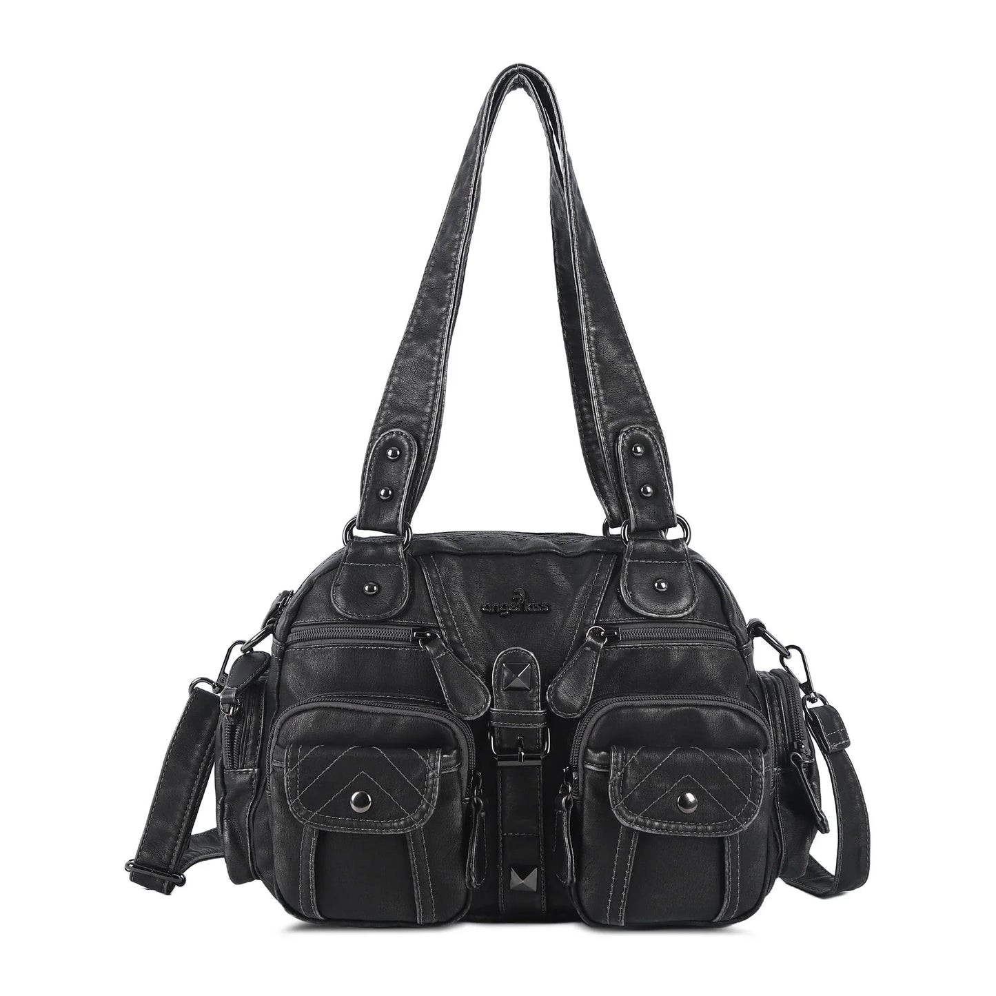 Women Small Handbags Satchel Top-handle Handbag PU Shoulder Bag 8”x11” Dumpling Pack Multi-pockets Shoulder Bag
