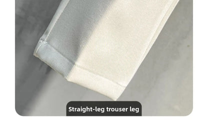 Men's Woolen Straight Leg Casual Pants Autumn Winter Thickened Fashionable Nine Point Pants mid Waist Pure Color Anti-Wrinkle