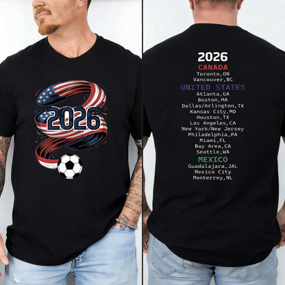 2026 Soccer Part Supplies T-shirts North America Soccer T-Shirt Host Cities List Soccer Fan Gift Shirt Apparel Graphic T Shirts