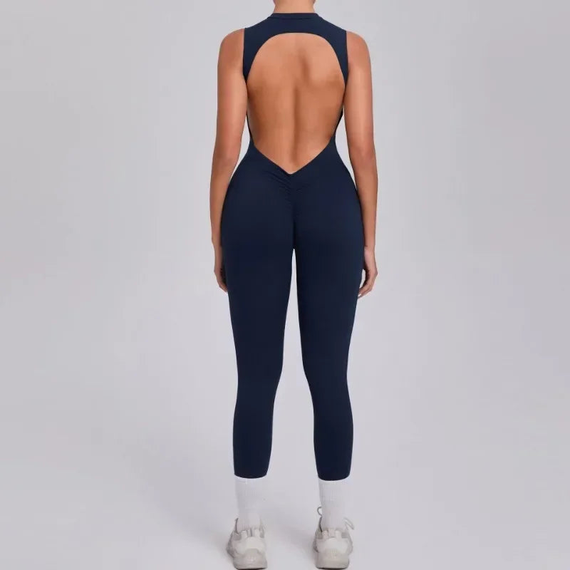 Women's High Elasticity Sports Jumpsuit Yoga Set Fitness Combination Lift Buttocks Bare Back Gym Sexy Romper for Active Women