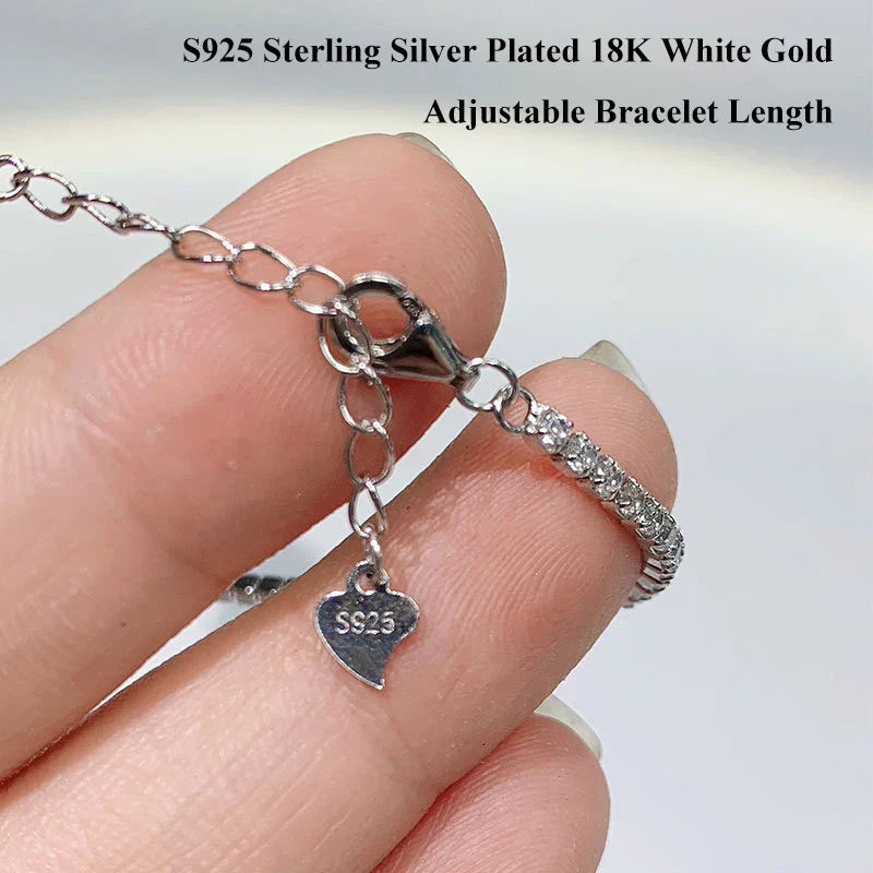Pink Blue Green Moissanite Diamond Link Bracelet 6.5mm 5cttw for Woman 925 Silver Plated 18K Adjustable Chain Bracelets