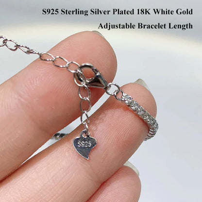 Pink Blue Green Moissanite Diamond Link Bracelet 6.5mm 5cttw for Woman 925 Silver Plated 18K Adjustable Chain Bracelets