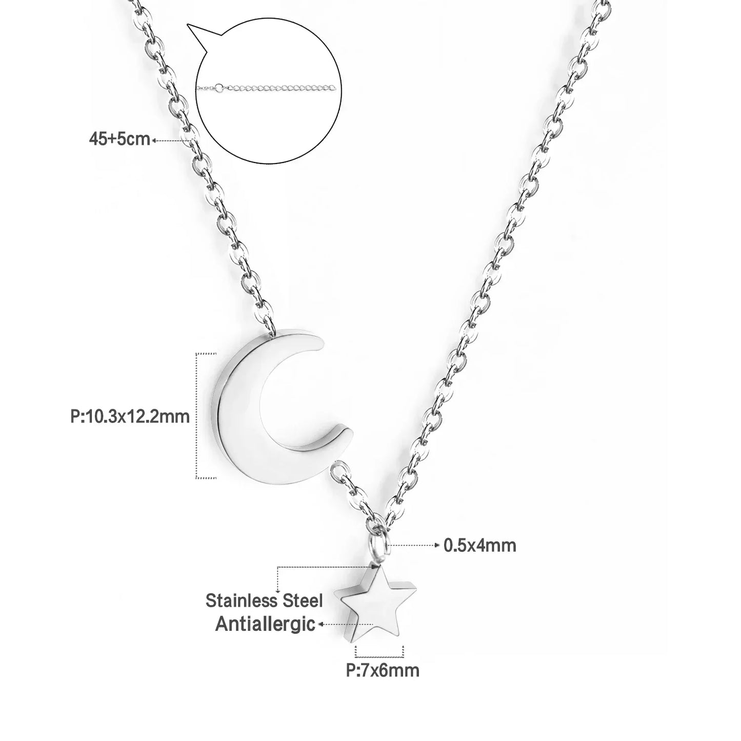 Heart Star Moon Pendant Necklaces Tiny Charms Stainless Steel Choker Women/Girls Y2K Sweater Boho Jewelry Collares
