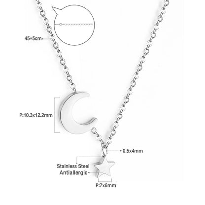 Heart Star Moon Pendant Necklaces Tiny Charms Stainless Steel Choker Women/Girls Y2K Sweater Boho Jewelry Collares