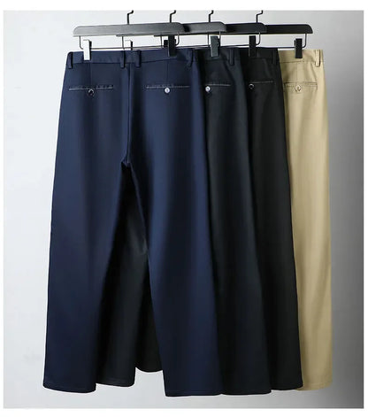 Fiber Men's Casual Pants Anti-wrinkle Comfortable Baggy Straight Business Formal Trousers Male Brand Clothing