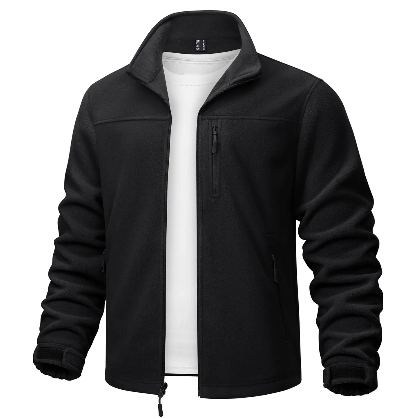 Stand Collar Fleece Jackets Mens Thermal Warm Full Zip Work Jacket Outdoor Trekking Hiking Jackets Windbreaker