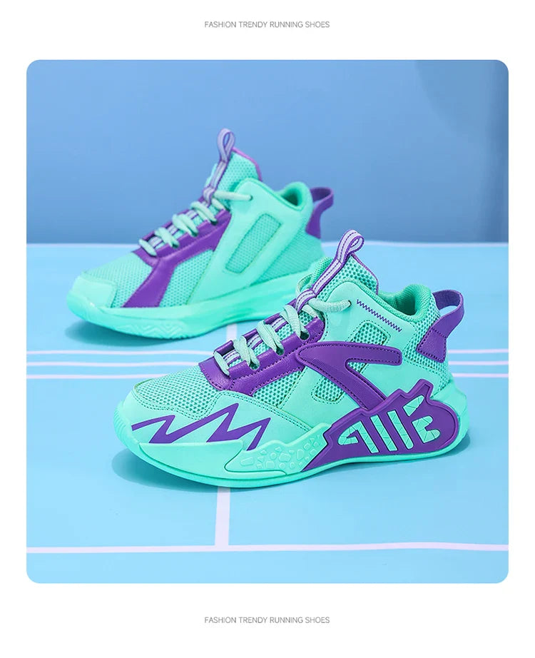 A pair of children's four-season mesh high-top basketball shoes, wear-resistant basketball shoes, sizes 33-40，HL-999
