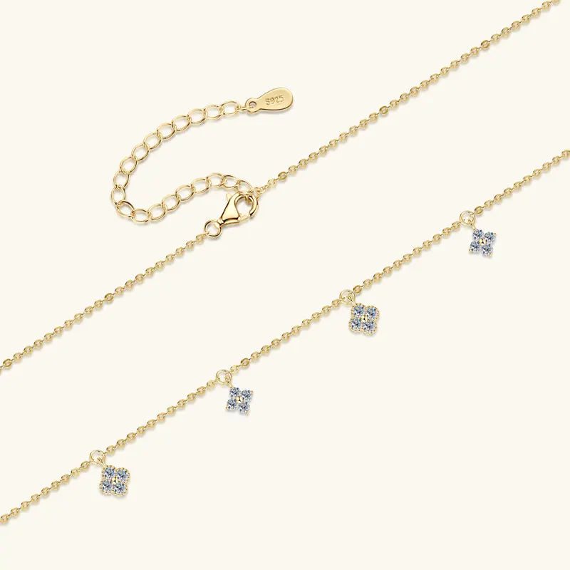 3mm D Moissanite Jewelry Set Clover Flower Pendant Necklace Earrings Bracelet 3 in 1 Sets for Women 925 Silver Charm Gifts