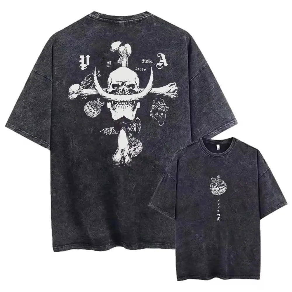 Short Sleeve Tee Anime Washed Vintage Graphic T-Shirt Man Women Cosplay Casual Tops 2026 Summer Y2k Streetwear