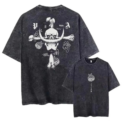 Short Sleeve Tee Anime Washed Vintage Graphic T-Shirt Man Women Cosplay Casual Tops 2026 Summer Y2k Streetwear