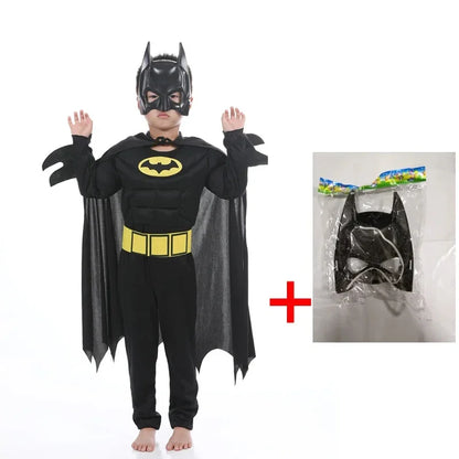 Halloween Children Boys Bat Cosplay Costume Batboy Fancy Black Superhero Cosplay Kids Costume Outfits Comic Masquerade Evening