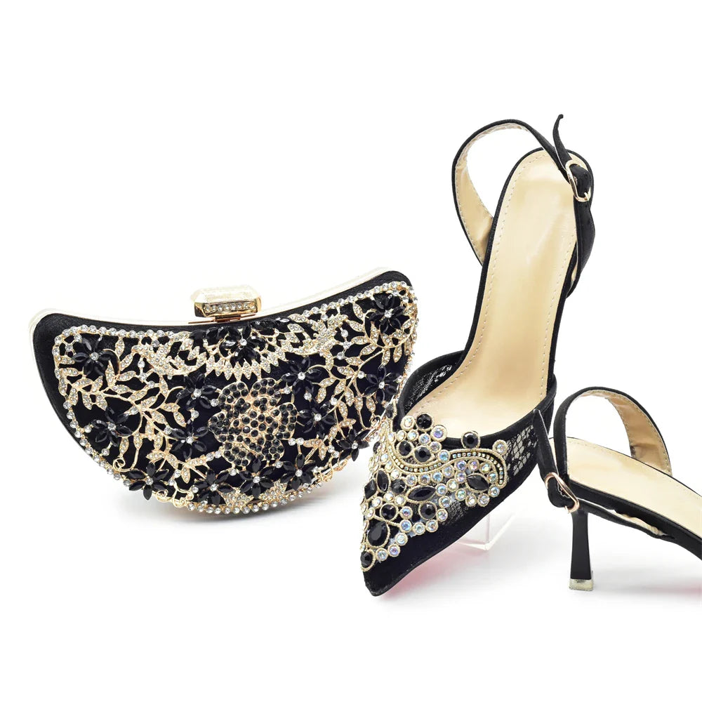 Latest Party Shoes and Bags To Match for Nigerian Wedding Pumps Bride Luxury African Shoe and Bag Set for Party in Women