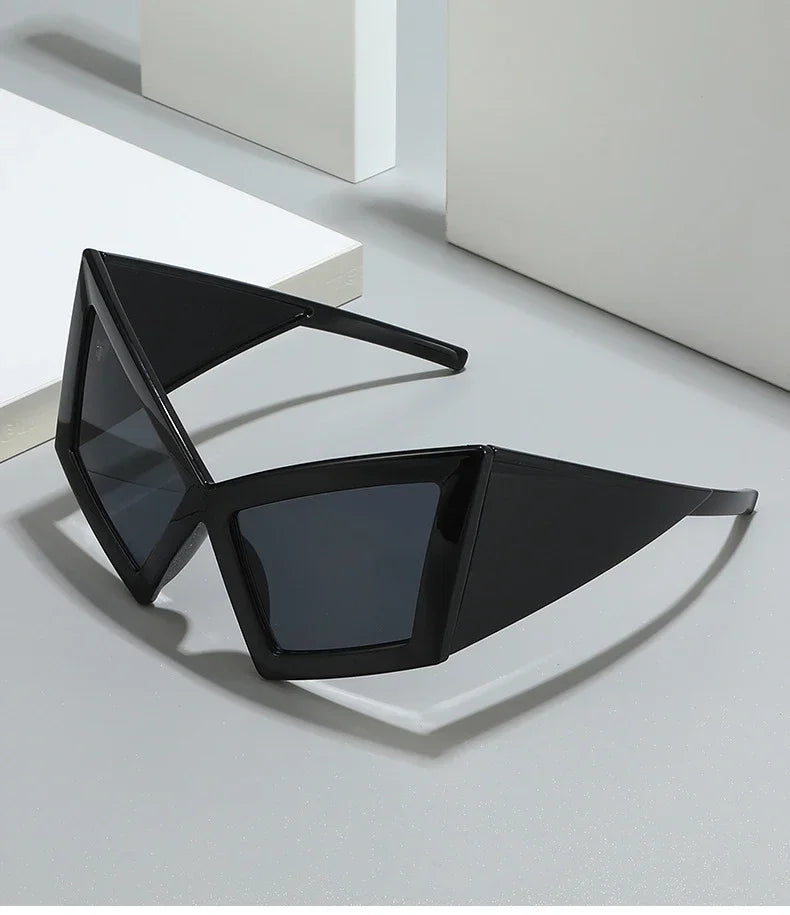 Fashion Oversized Cat Eye Sunglasses Women Red Shades UV400 Retro Gradient Men Wide Legs Sun Glasses