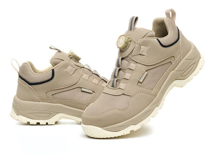 Men's Safety Shoes Steel Toe Anti- Crush Kevlar Rubber Non- Slip Bottom Fashion Button Style Work Shoes