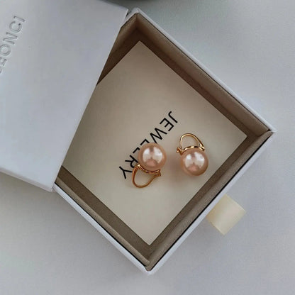 925 Sterling Silver Earring Pink Color Pearl Earring For Women Wedding Party Gift Fashion Jewelry 12-14mm Shell Pearl