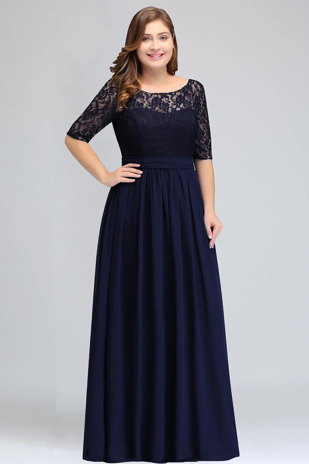 Women Plus Size Lace Chiffon Bridesmaid Dresses Long For Wedding Elegant A Line Evening Party Gown Guest Prom Vestidos De Soiree