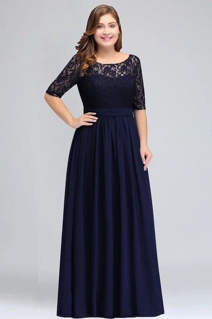 Women Plus Size Lace Chiffon Bridesmaid Dresses Long For Wedding Elegant A Line Evening Party Gown Guest Prom Vestidos De Soiree