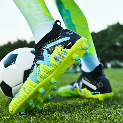 AG FG Athletic Soccer cleats PU Fabric Comfort Upper TPU Anti-slip Long Studs Sole Reliable Quality Adult Kids Training Shoes