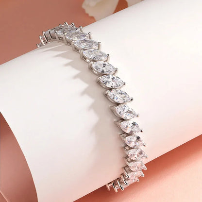 0.5CT Marquise Cut Certified Moissanite Tennis Bracelets for Women Sterling Silver S925 Plated 18k Gold Wholesale Jewelry