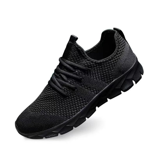 Sapatos Masculinos Quatro Estações novos e tamanhos grandes Tecido Flyknit Leves Respiráveis Casuais Esportivos Tênis de Caminhada Sola Macia Externo
