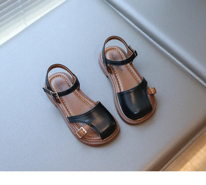 2026 Summer New Children's Princess Foreign Soft Sole Casual Anti-slippery Sole Toddler Toe Capped Beach Flats Elegant Shoes