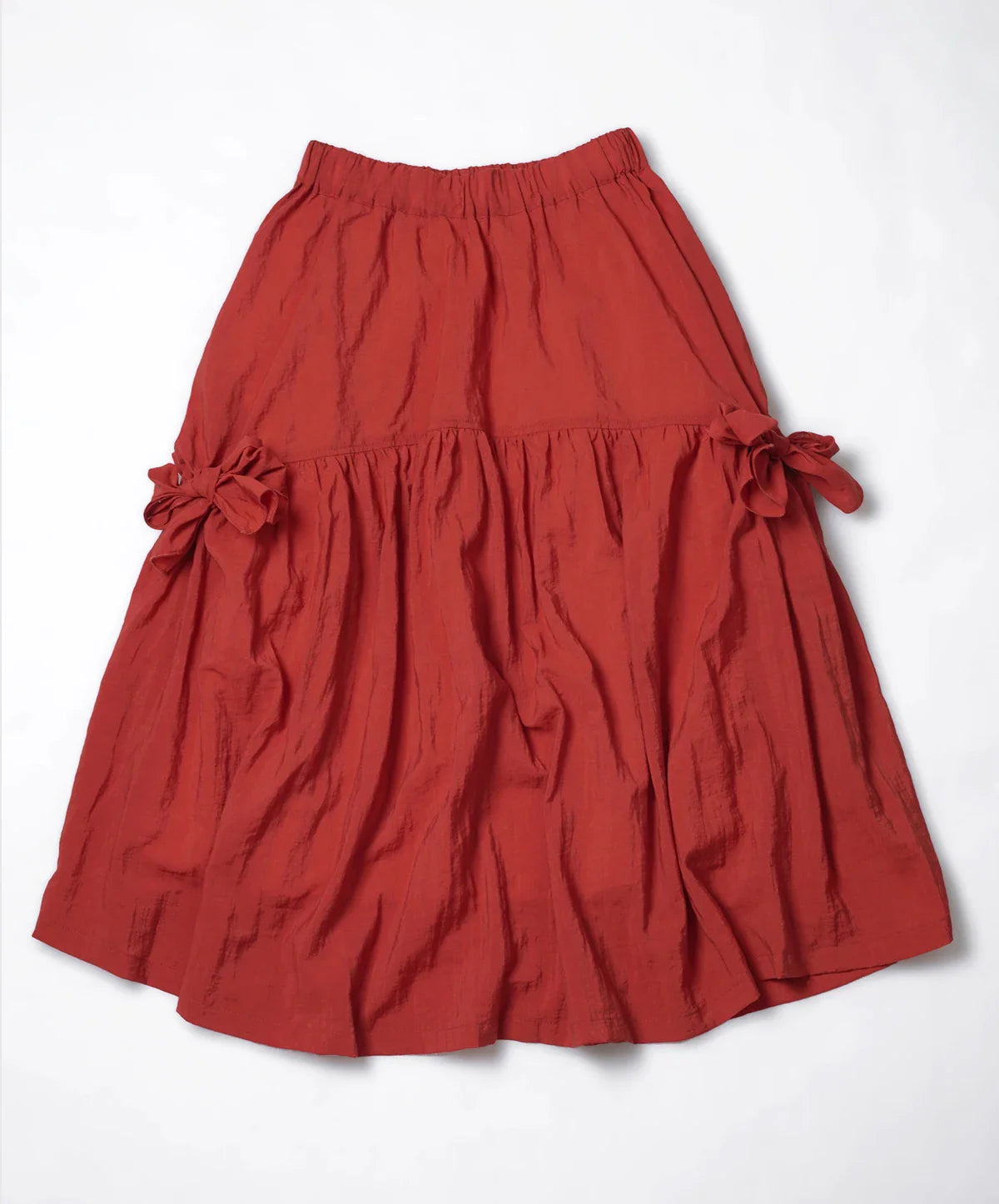 Red Japanese Half length Skirt imakokoni Spring/Summer Original Artistic Elastic Waist Bow Mid length Skirt for Women 265485