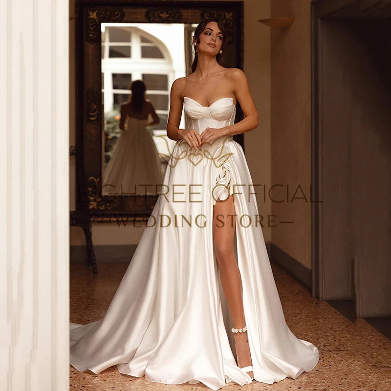 2025 A-Line Princess Wedding Dresses Boho Sweetheart Side Slit Bridal Dress Women Wedding Ball Prom Gowns Customized