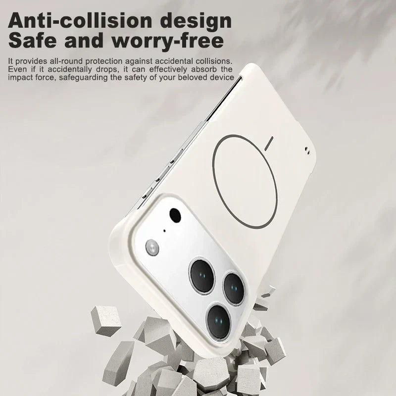 For iPhone 17 Magsafe Frameless Magnetic Wireless Charging Phone Case For iPhone 17 Air Pro Max Slim Hard Back Cover