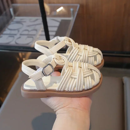New Sandals Summer Children's Woven Casual Baby Shoes Girls Beach Shoes Slipper Baby Girl Shoes Size 22-31