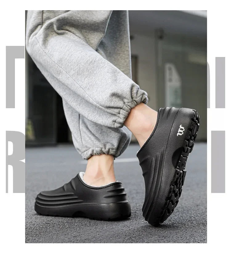 Waterproof Cotton Chef Shoes For Men Anti-Slip Work Footwear Warm Comfortable Kitchen Specialized Shoes With EVA Outsole