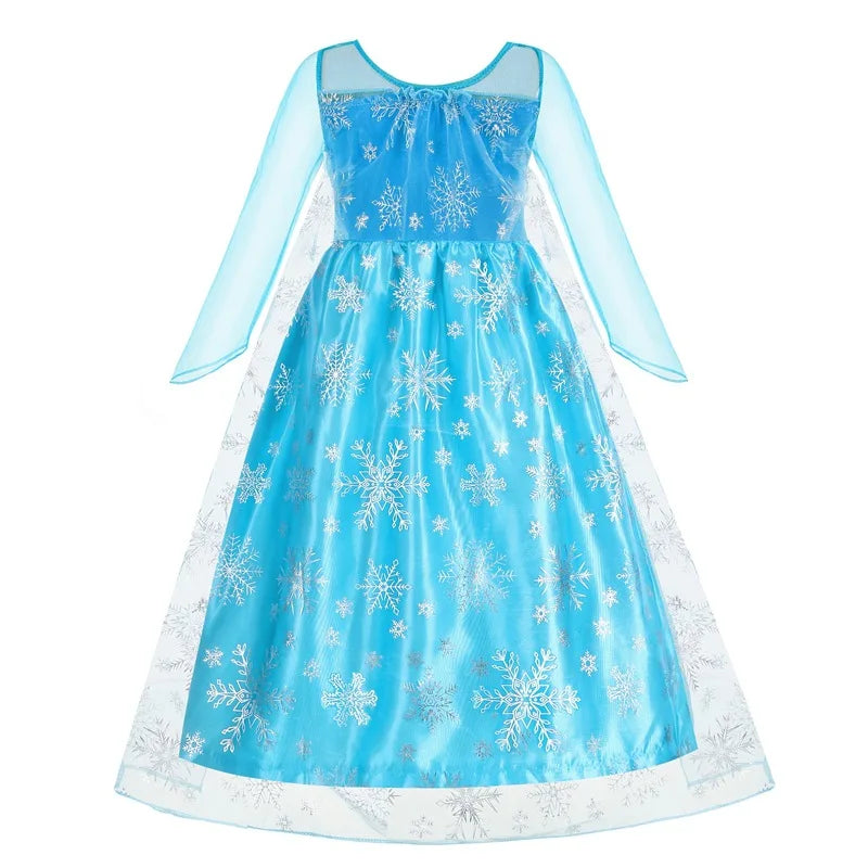 Jasmine Rapunzel Snow Queen Elsa Princess Dress Girl Mesh Sequin Dress Kids Cosplay Belle Aurora Costumes Carnival Party Gowns