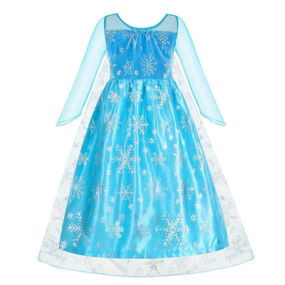 Jasmine Rapunzel Snow Queen Elsa Princess Dress Girl Mesh Sequin Dress Kids Cosplay Belle Aurora Costumes Carnival Party Gowns