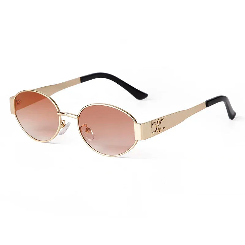 Sunglasses for Women Retro Metal Oval Men Luxury Brand Designer