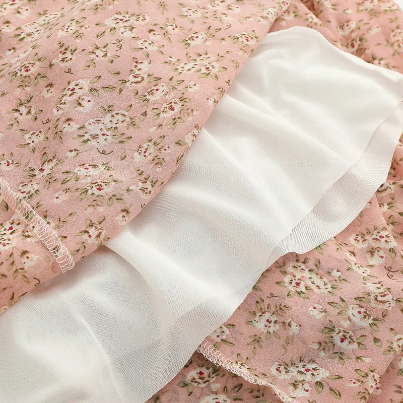 Women's Summer Skirts Vintage Floral Printed Chiffon Skirts High-waisted Elastic Waist Relaxed Mid-length Skirts Beach Skirts