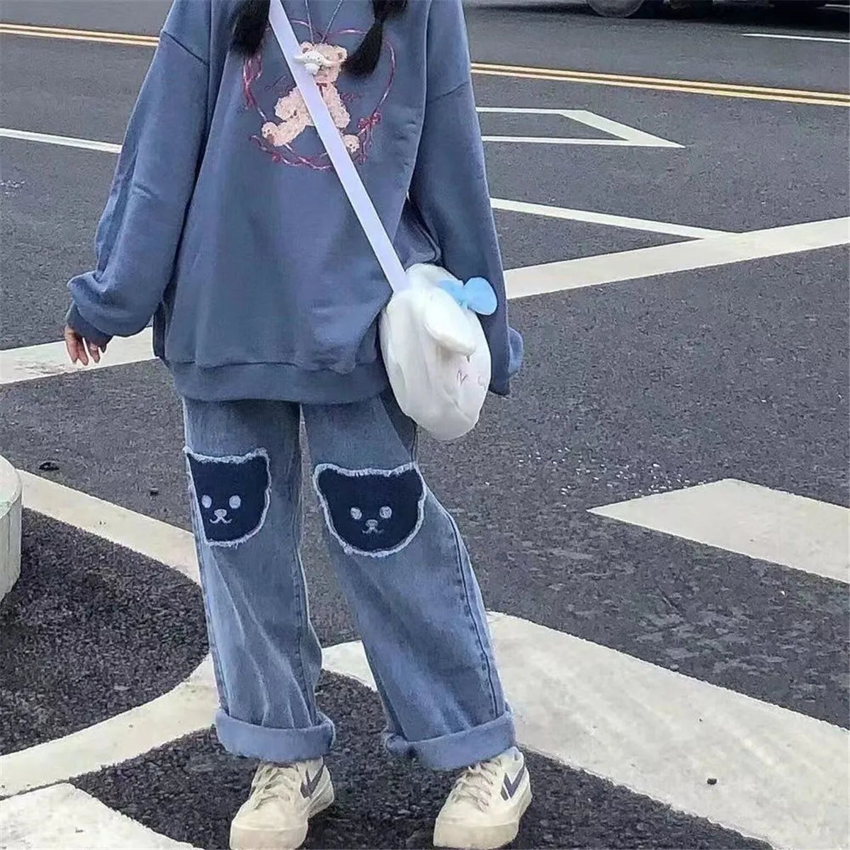 Cute Hip Hop Bear Jeans Girls Cool Pants