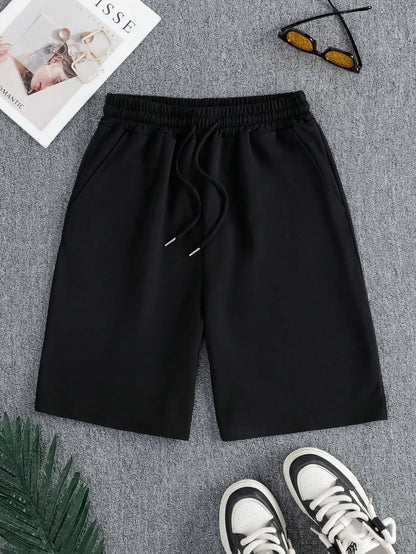 Plus size Women Shorts Summer High Elastic Lace Up Drawstring Wide Leg Sweat Fitness Running Shorts Loose Casual Sports Pants