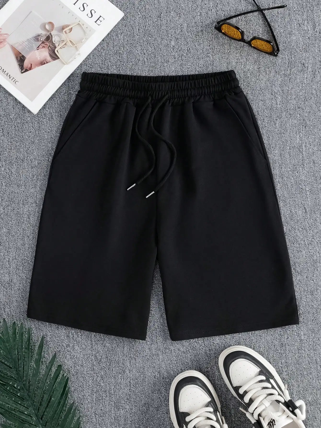 Plus size Women Shorts Summer High Elastic Lace Up Drawstring Wide Leg Sweat Fitness Running Shorts Loose Casual Sports Pants