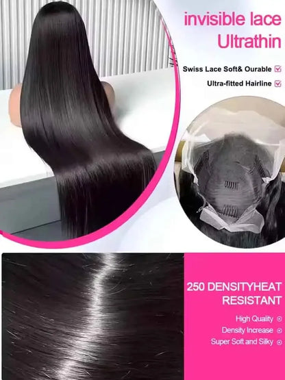 40 42 Inch Bone Straight Human Hair Wigs 13x4 13x6 HD Transparent Lace Frontal Wigs Glueless Straight Lace Front Human Hair Wigs