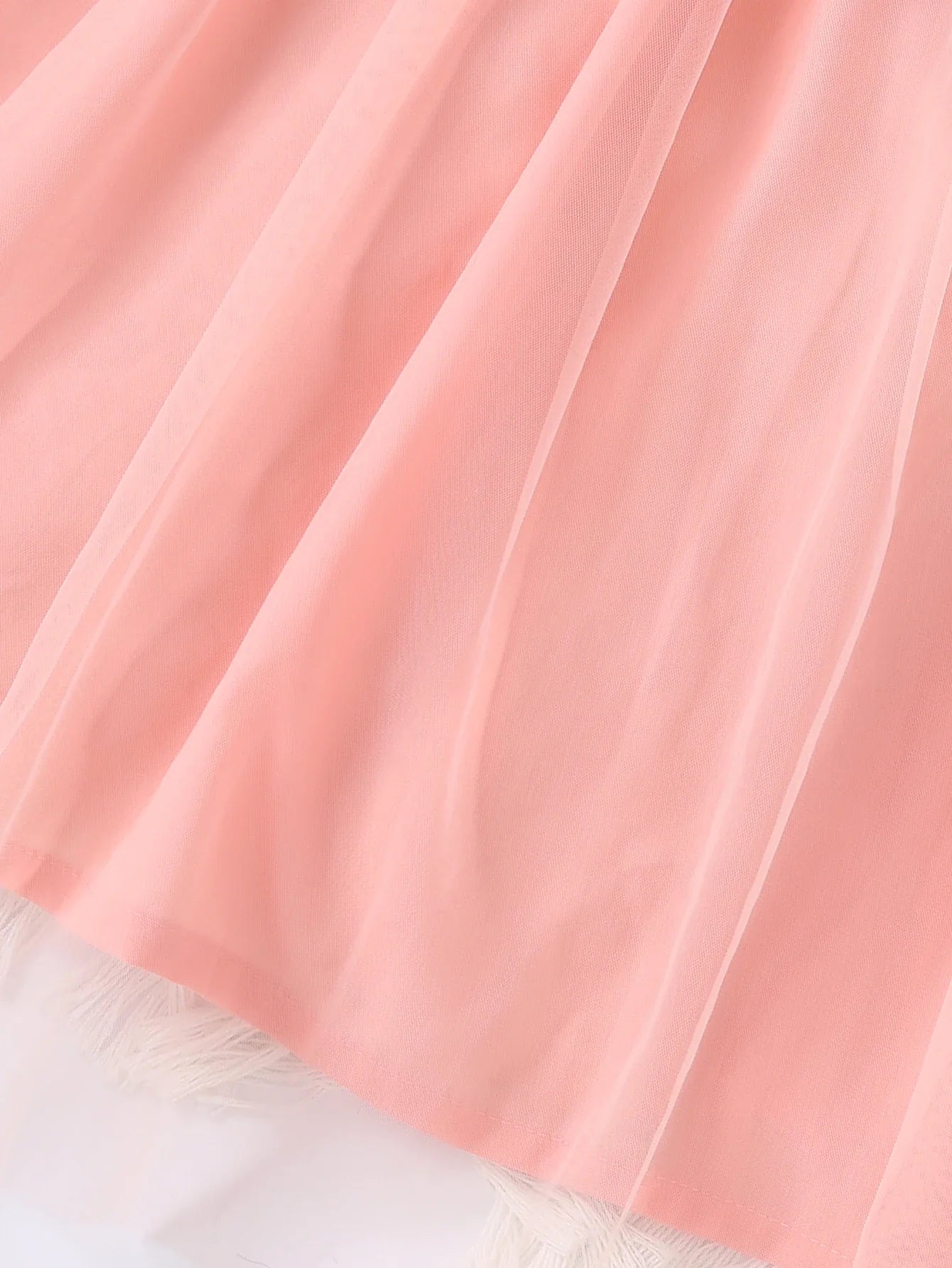 New Summer Girls' Princess Dress With Round Neck Print French Pink Short Sleeve Netting Patchwork Skirt