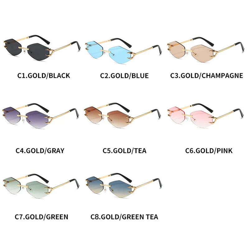 Women's Sunglasses Fashion Rimless Rhombus Sun Glasses for Female