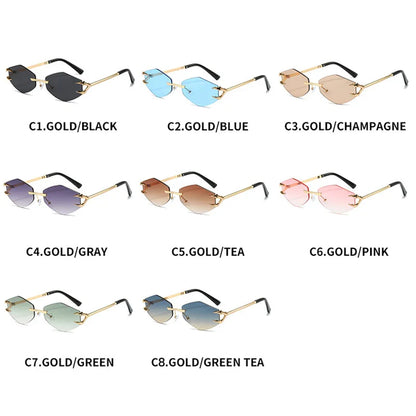 Women's Sunglasses Fashion Rimless Rhombus Sun Glasses for Female