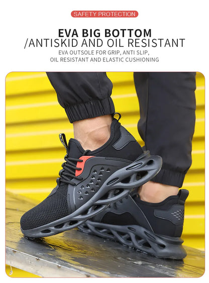 Comfortable Indestructible Safety Shoes Men Work Sneakers Light Security Boots Men Puncture-Proof Work Boots Steel Toe Shoes
