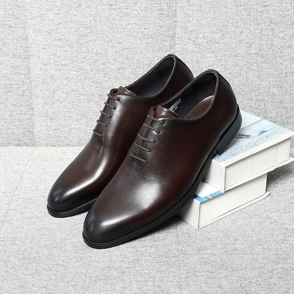 Classic Handmade Mens Dress Shoes Genuine Leather Whole Cut Round Toe Oxford Shoes Business Wedding Formal Suit Shoes Man